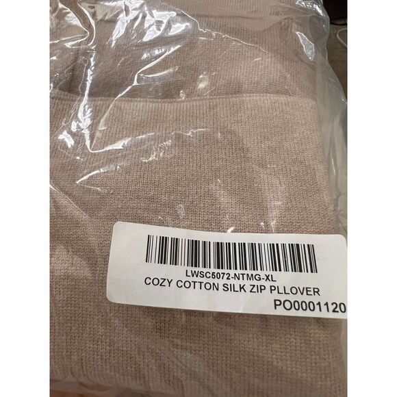 lunya cozy cotton silk zip pullover nutmeg XL - Picture 7 of 7